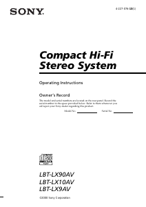 Handleiding Sony LBT-LX9AV Stereoset