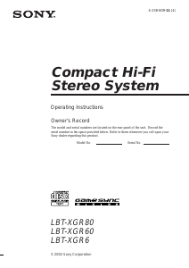 Handleiding Sony LBT-XGR80 Stereoset