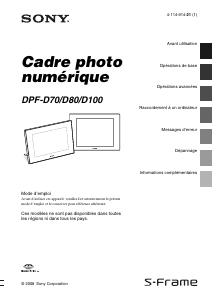 Mode d’emploi Sony DPF-D100 Cadre photo numérique