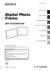 Manual Sony DPF-D100 Digital Photo Frame
