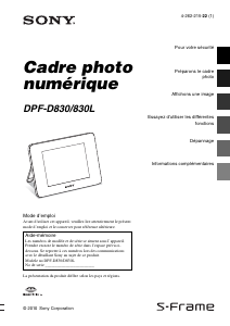 Mode d’emploi Sony DPF-D830L Cadre photo numérique