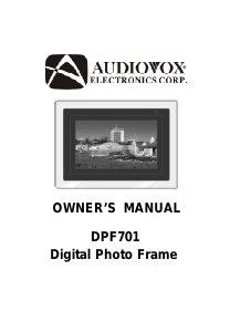 Manual Audiovox DPF701 Digital Photo Frame