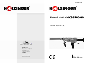 Manuál Holzinger HKB1500-80 Diamantová vrtačka