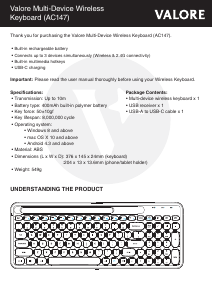 Handleiding Valore AC147 Toetsenbord