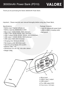 Handleiding Valore PD10 Mobiele oplader