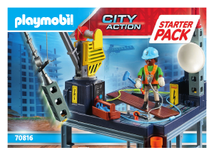 Manual Playmobil set 70816 Construction Starter pack construção com grua
