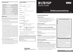 Bedienungsanleitung Korg B1SP E-Piano