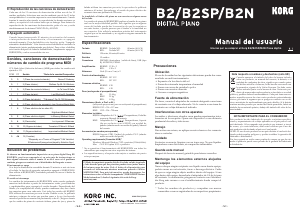 Manual de uso Korg B2N Piano digital