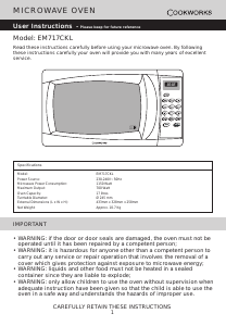 Handleiding Cookworks EM717CKL Magnetron