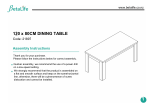 Посібник Betalife 21897 Обідній стіл