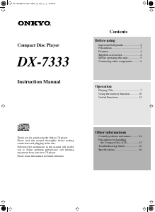 Manual Onkyo DX-7333 CD Player
