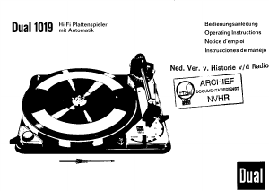 Bedienungsanleitung Dual 1019 Plattenspieler