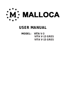 Hướng dẫn sử dụng Malloca VITA V-15 GRES Mũ đầu bếp