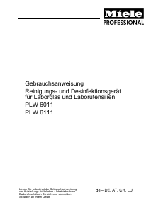 Bedienungsanleitung Miele PLW 6011 Desinfektionsgerät