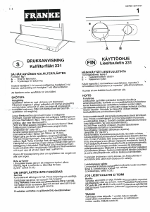 Käyttöohje Franke 231 Liesituuletin