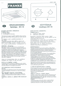 Bruksanvisning Franke 251-10 Köksfläkt