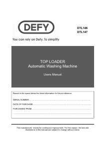 Handleiding Defy DTL 146 Wasmachine