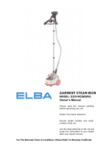 Manual Elba EGSI-M1563(PK) Garment Steamer