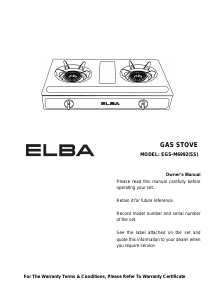 Manual Elba EGS-M6992(SS) Hob