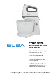 Manual Elba ESMB-M3430(WH) Stand Mixer