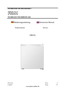 Manual PKM GB34 E Freezer