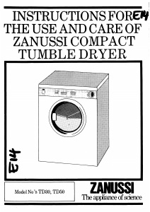 Manual Zanussi TD30 Dryer