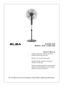 Manual Elba ESF-J1688(GR) Fan