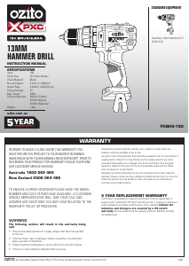 Manual Ozito PXBHS-180 Drill-Driver