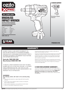 Manual Ozito PXBWK-250 Impact Wrench