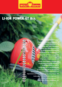 Руководство Wolf Garten GT 815 Li-Ion Power Триммер для газона