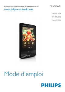 Mode d’emploi Philips SA4MUS08KF GoGear Lecteur Mp3