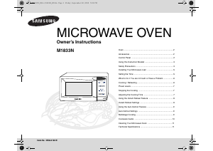 Manual Samsung M1833N Microwave