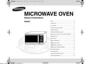 Manual Samsung MW82P-B Microwave