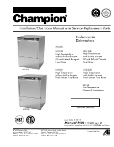 Manual Champion UH130B Dishwasher