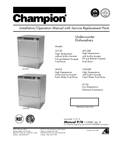 Manual Champion UH230 Dishwasher