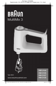 Manual Braun HM 3107 MultiMix 3 Misturador da mão