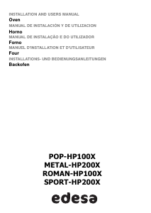 Manual Edesa ROMAN-HP100X Oven