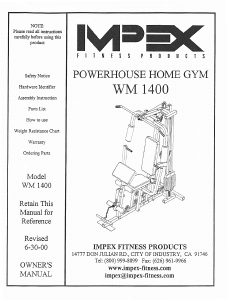 Handleiding Impex WM-1400 Fitnessapparaat
