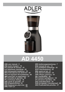 كتيب Adler AD 4450 مطحنة بن