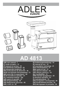 Bruksanvisning Adler AD 4813 Köttkvarn