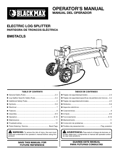 Manual de uso Black Max BM5TACLS Cortadora de troncos