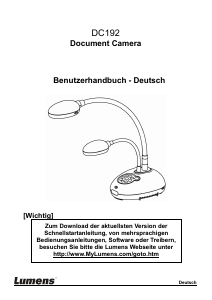 Bedienungsanleitung Lumens DC192 Dokumentenkamera