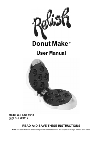 Handleiding Relish TXW-9812 Donutmaker