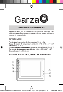 Manual de uso Garza SAS908XWHB-7 Termostato