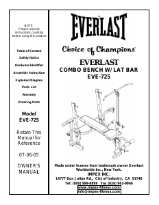 Manual Everlast EVE-725 Multi-gym