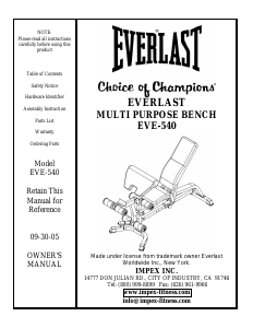 Manual Everlast EVE-540 Multi-gym