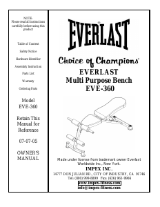 Manual Everlast EVE-360 Multi-gym