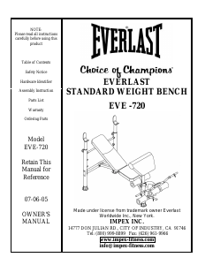 Manual Everlast EVE-720 Multi-gym