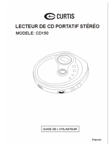 Mode d’emploi Curtis CD150 Lecteur CD portable