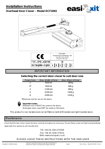 Manual Easi-Exit DCF2003 Door Closer